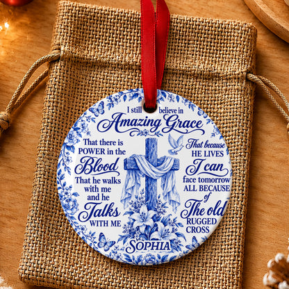 Amazing Grace, Gift For Her | Personalized Round Shaped Ceramic Ornament