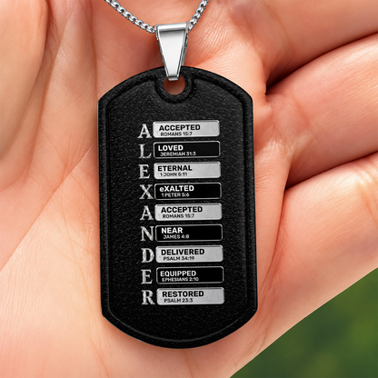Man Of God, Christian Gifts For Husband, Dad | Personalized Dog Tag Necklace