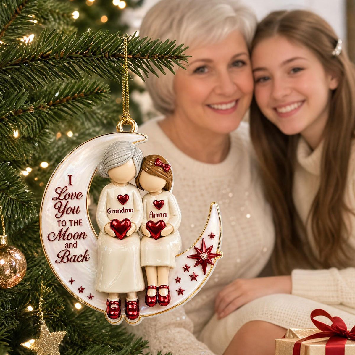 I Love You To The Moon And Back, Gift For Grandma - Personalized 1-Layer Acrylic Ornament