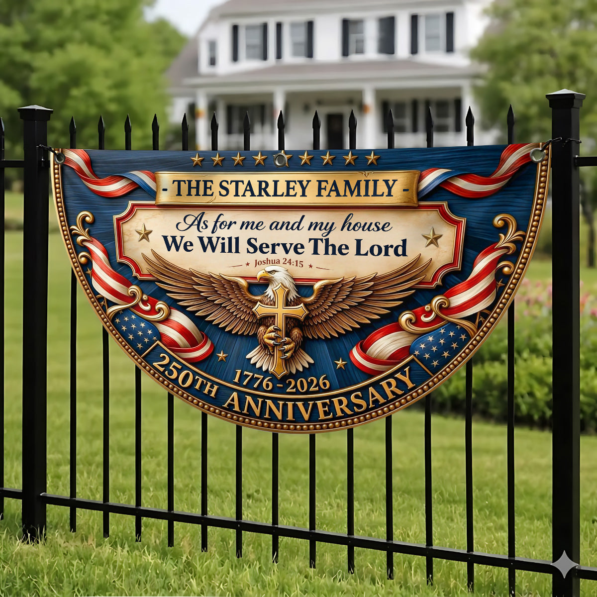 As For Me And My Family We Will Serve The Lord - Personalized Non-Pleated Fan Flag