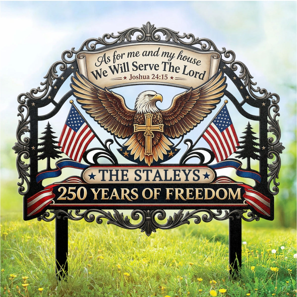 As For Me And My House We Will Serve The Lord | Personalized Metal Garden Stake