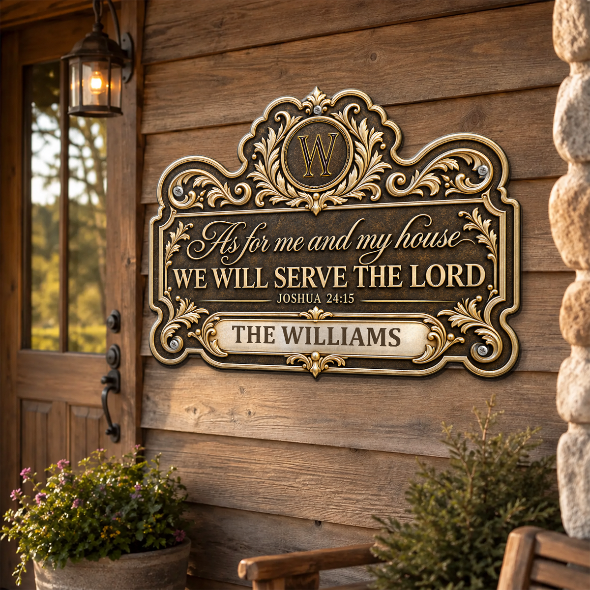 We'll Serve The Lord, Gift For Family | Custom Shaped Metal Sign