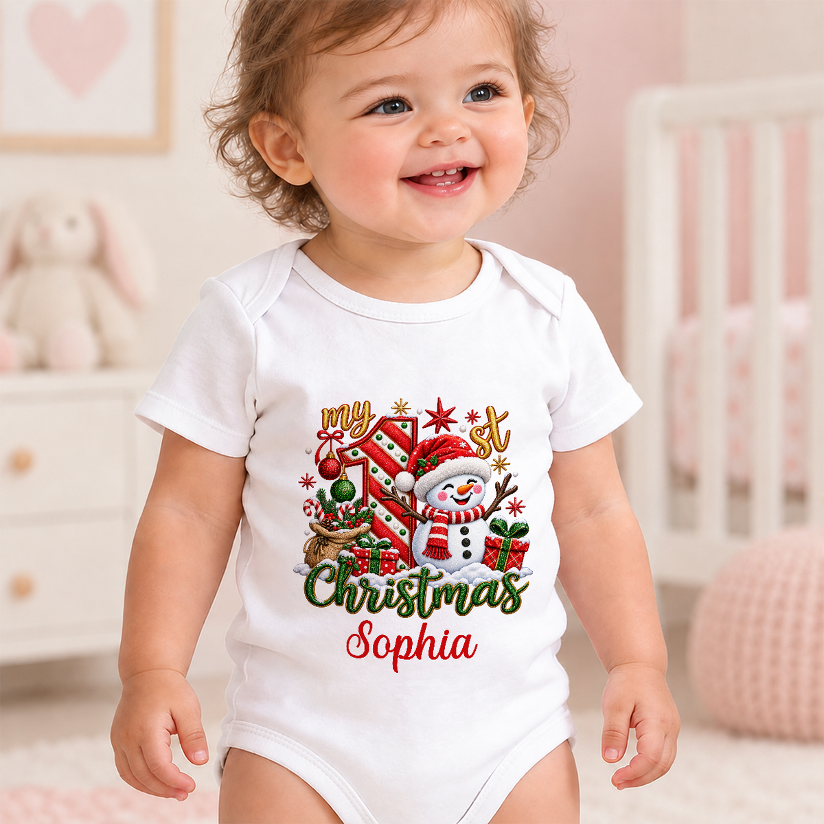My 1st Christmas, Gift For New Parents | Personalized Custom Baby Onesie