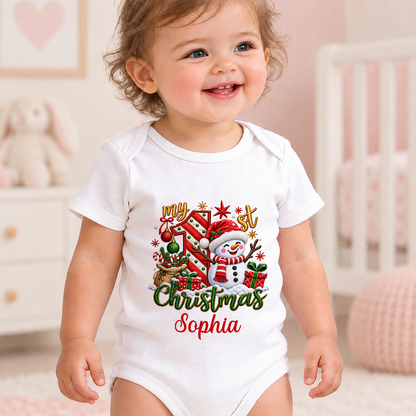 My 1st Christmas, Gift For New Parents | Personalized Custom Baby Onesie