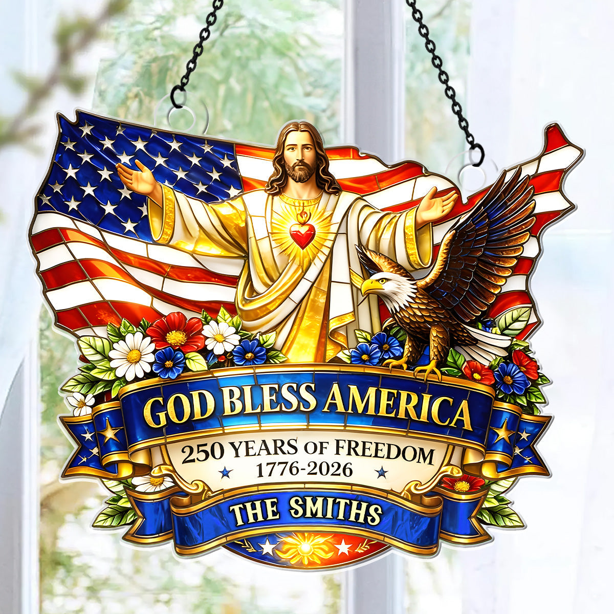 God Bless America - Personalized Acrylic Suncatcher