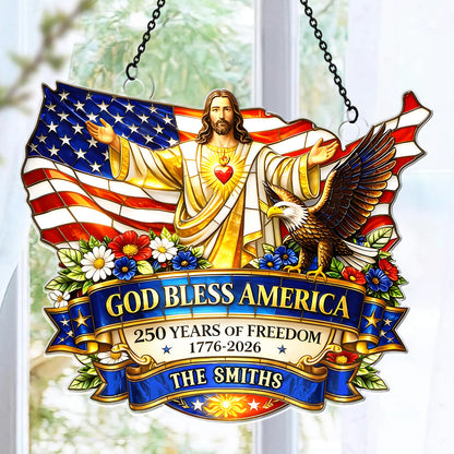 God Bless America - Personalized Acrylic Suncatcher