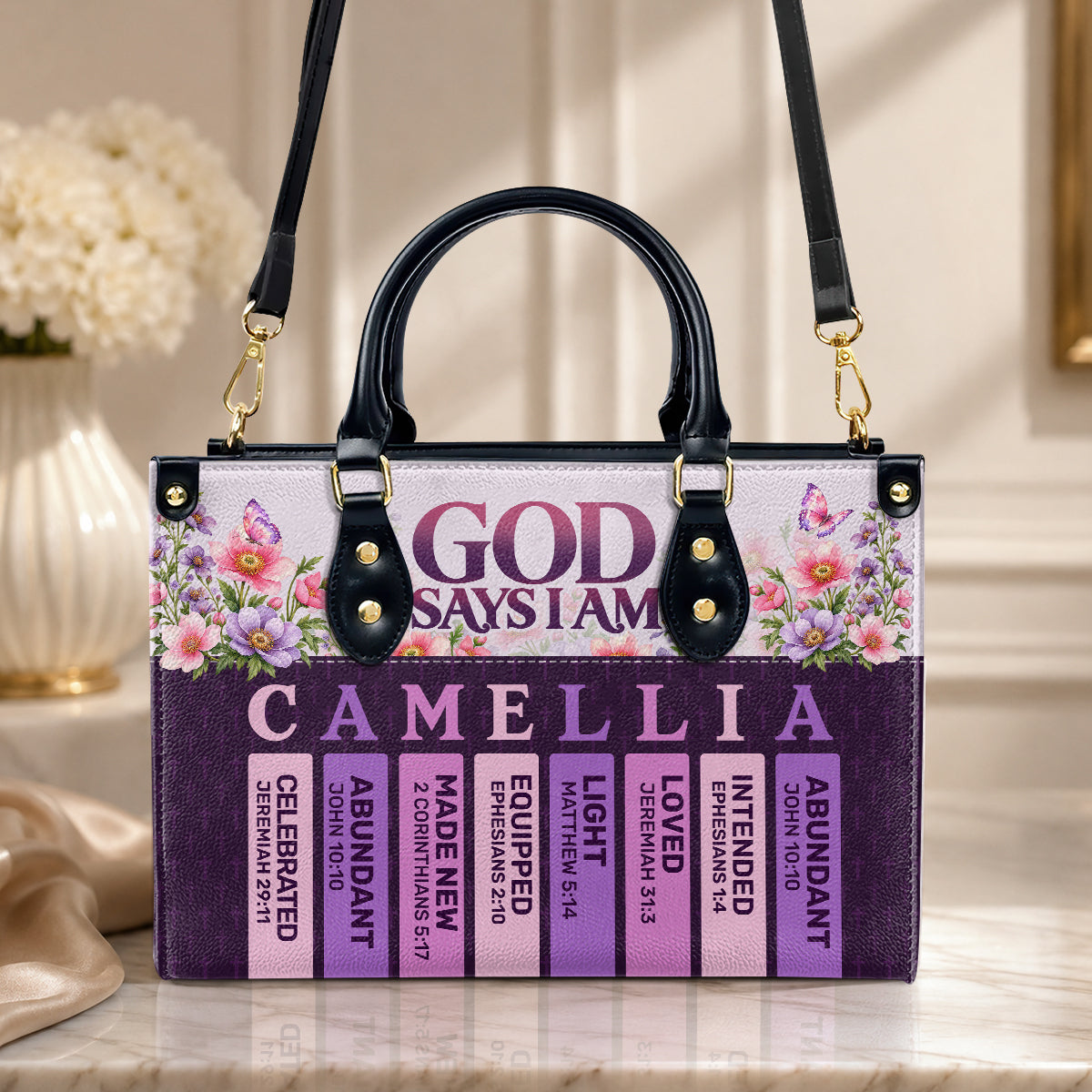 God Says I Am, Gift For Women | Personalized Leather Handbag