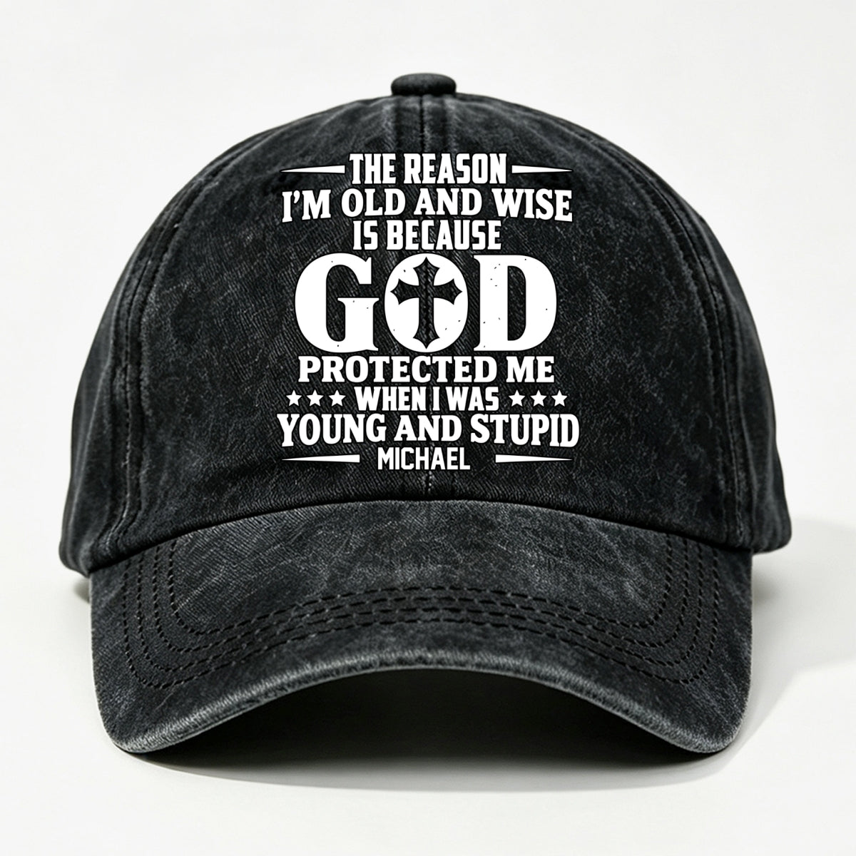 Protect Me, Gift For Christian - Personalized Custom Vintage Washed Denim Cap