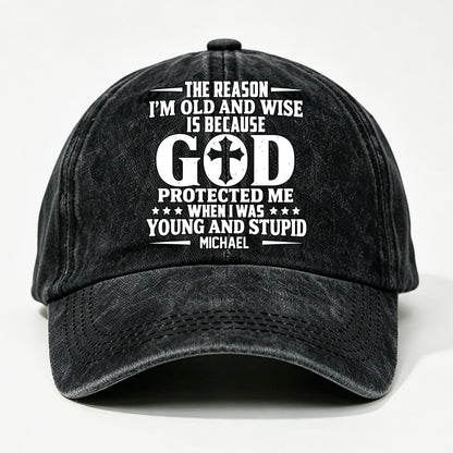 Protect Me, Gift For Christian - Personalized Custom Vintage Washed Denim Cap