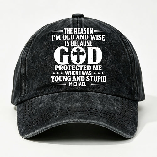 Protect Me, Gift For Christian - Personalized Custom Vintage Washed Denim Cap