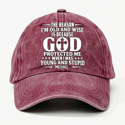 Protect Me, Gift For Christian - Personalized Custom Vintage Washed Denim Cap