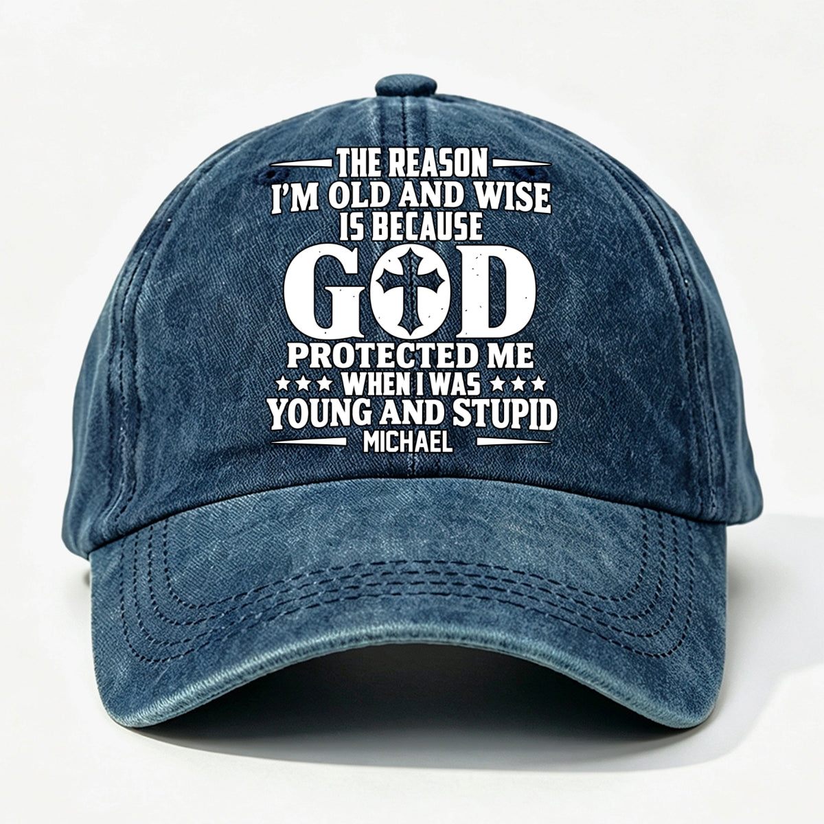 Protect Me, Gift For Christian - Personalized Custom Vintage Washed Denim Cap