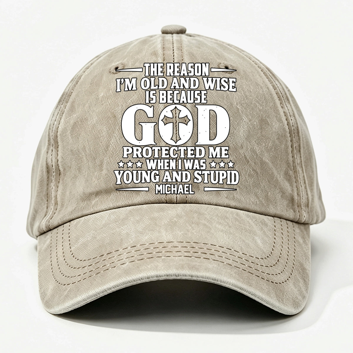 Protect Me, Gift For Christian - Personalized Custom Vintage Washed Denim Cap