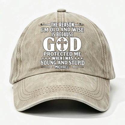 Protect Me, Gift For Christian - Personalized Custom Vintage Washed Denim Cap