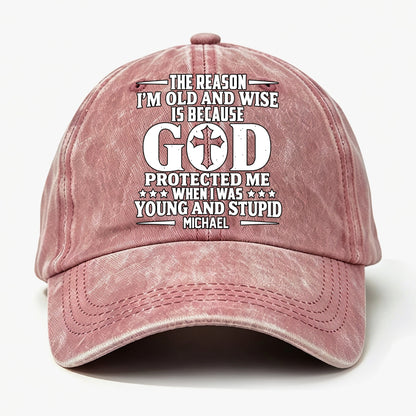 Protect Me, Gift For Christian - Personalized Custom Vintage Washed Denim Cap