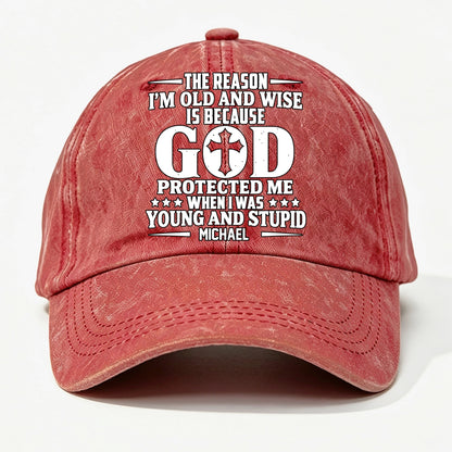 Protect Me, Gift For Christian - Personalized Custom Vintage Washed Denim Cap