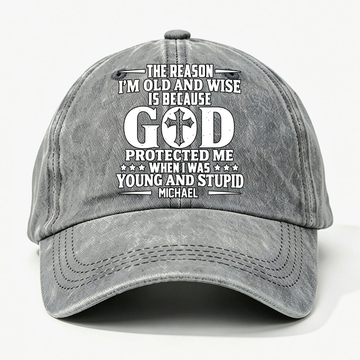 Protect Me, Gift For Christian - Personalized Custom Vintage Washed Denim Cap