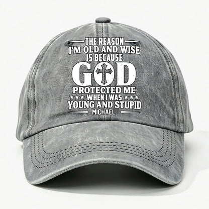Protect Me, Gift For Christian - Personalized Custom Vintage Washed Denim Cap