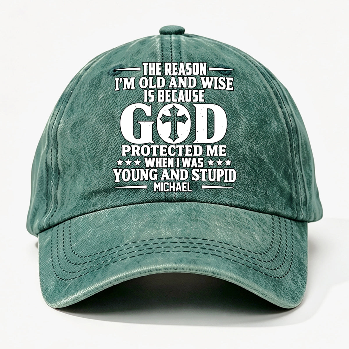 Protect Me, Gift For Christian - Personalized Custom Vintage Washed Denim Cap