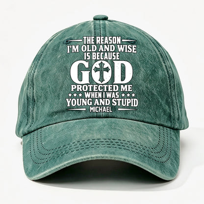 Protect Me, Gift For Christian - Personalized Custom Vintage Washed Denim Cap