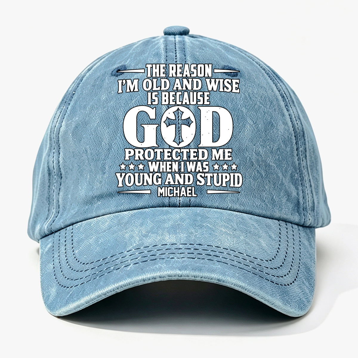 Protect Me, Gift For Christian - Personalized Custom Vintage Washed Denim Cap