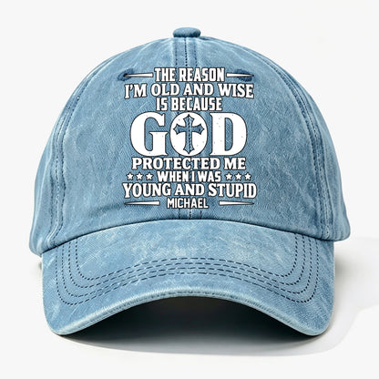 Protect Me, Gift For Christian - Personalized Custom Vintage Washed Denim Cap