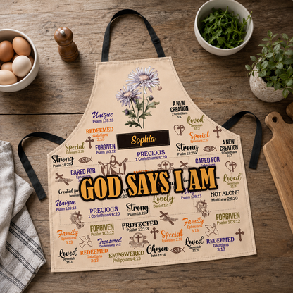 God Says I Am, Gift of Identity | Personalized Apron With Pocket
