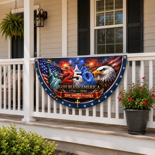 God Bless America, Gift of Freedom | Personalized Non-Pleated Fan Flag