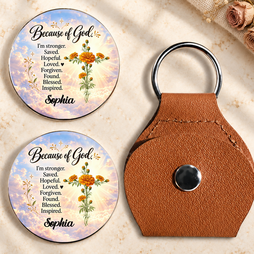 Stronger Because Of God, Gift For Loved One | Personalized Pocket Hug