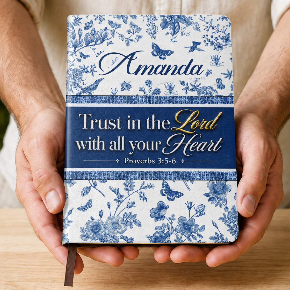 Trust In The Lord With All Your Heart, Gift For Women | Personalized Leather Cover Notebook