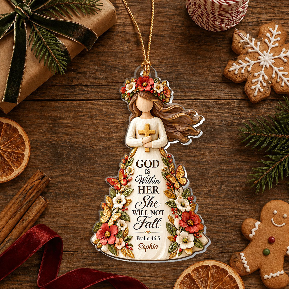 God Is Within Her She Will Not Fall, Gift For Her | Personalized 1-Layer Acrylic Ornament