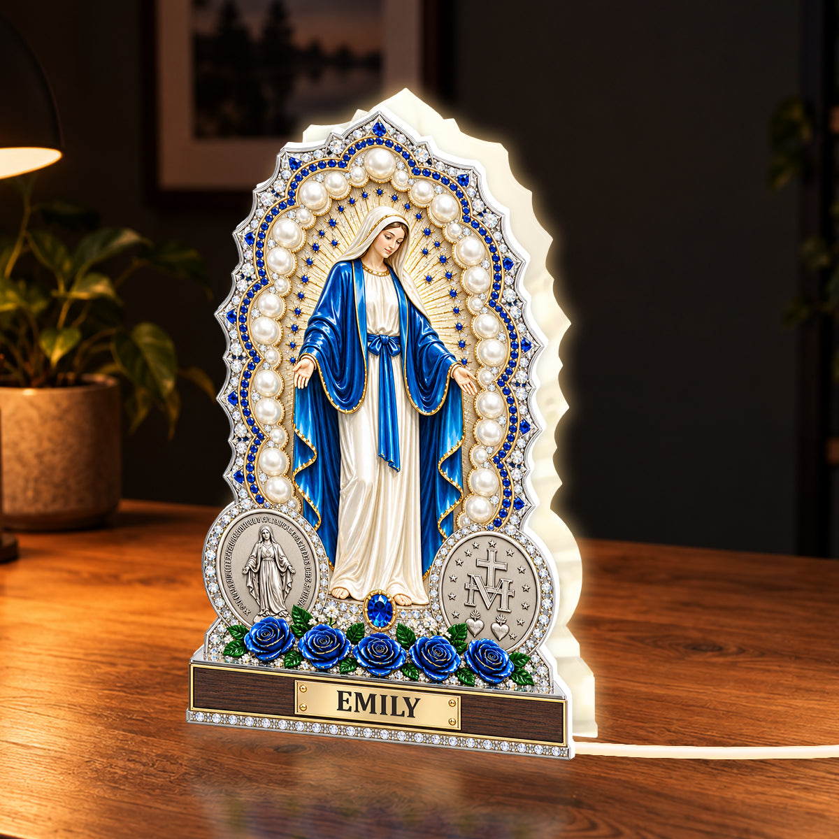 Our Lady Of Grace, Christian Gifts For Mom, Daughter, Grandma, Sister, Wife | Personalized Light Box