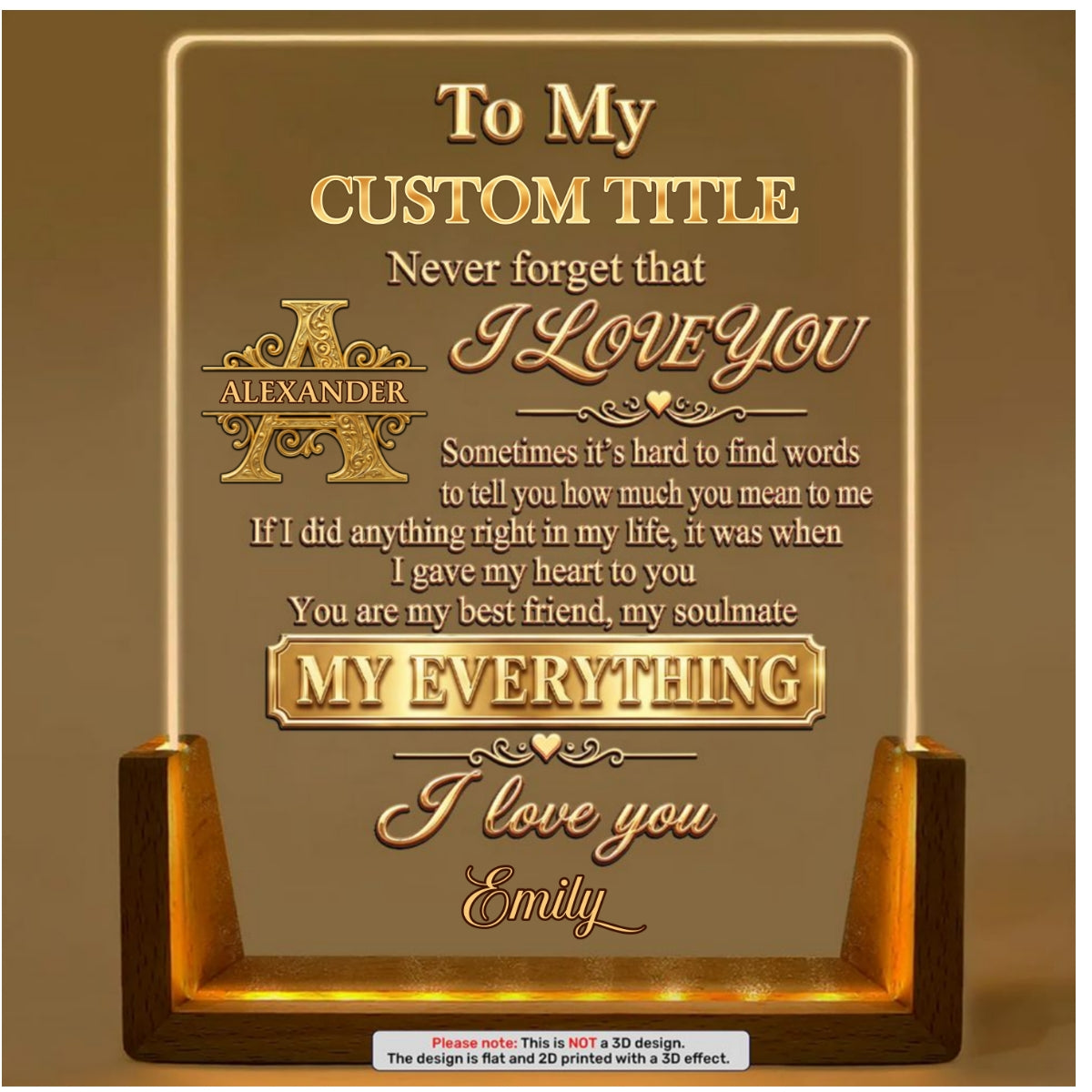 Never Forget That I Love You, Gift For Husband - Personalized Night Light