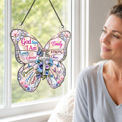 God Says I Am, Christian Gift For Women | Personalized Acrylic Suncatcher
