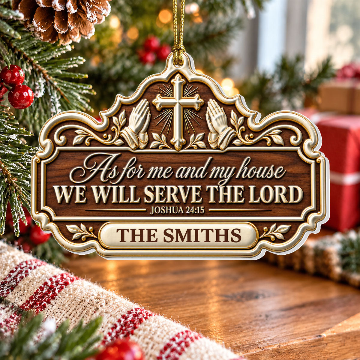 Faithful Home Blessing, Gift For Christian Family | Personalized 3D Relief White Acrylic Ornament