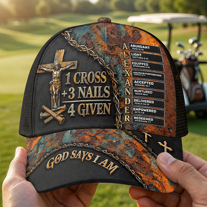 1 Cross 3 Nails 4 Given, Gift For Him | Personalized Classic Cap