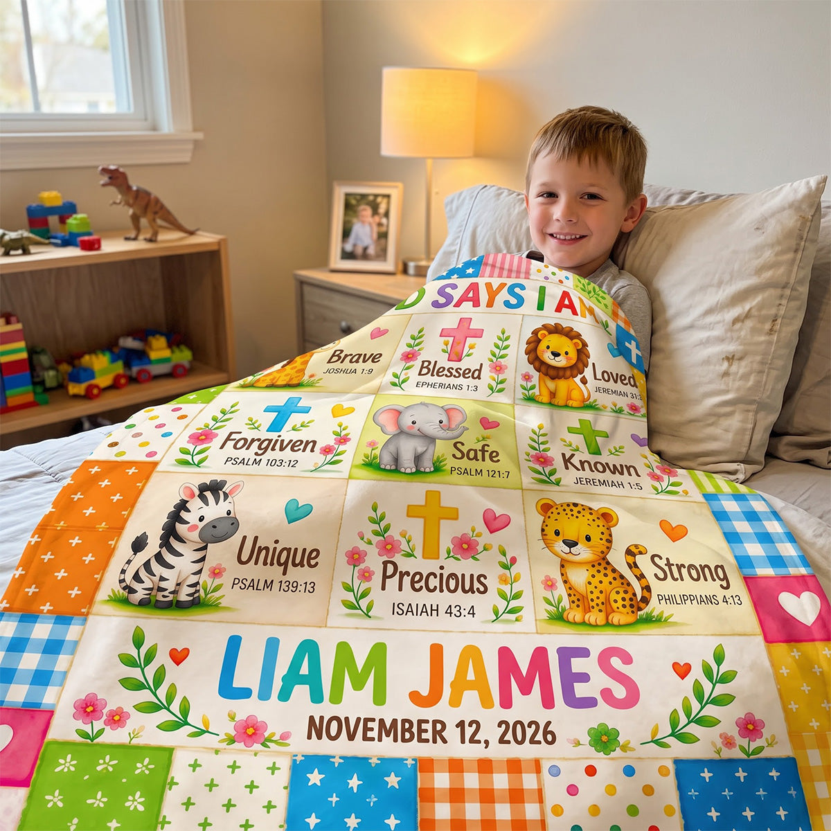 God Says I Am, Gift For Grandson | Personalized Fleece Blanket