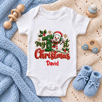 My 1st Christmas, Gift For New Parents | Personalized Custom Baby Onesie