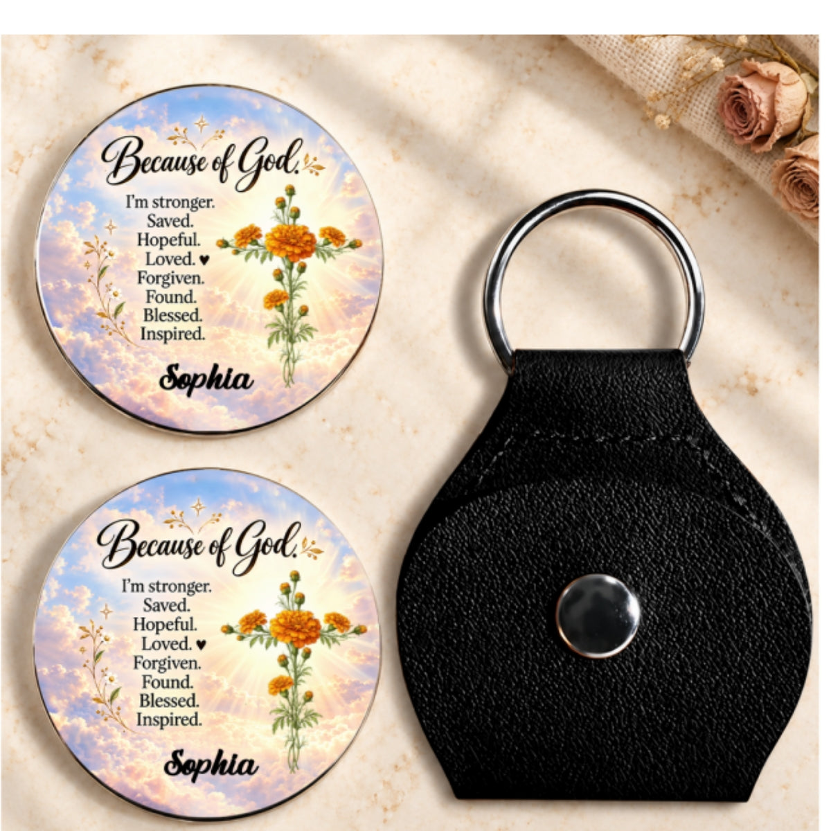 Stronger Because Of God, Gift For Loved One | Personalized Pocket Hug