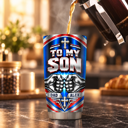 My Little Boy Yesterday My Son Forever, Christian Gift For Son, Grandson | Personalized Stainless Steel Tumbler