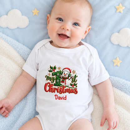 My 1st Christmas, Gift For New Parents | Personalized Custom Baby Onesie
