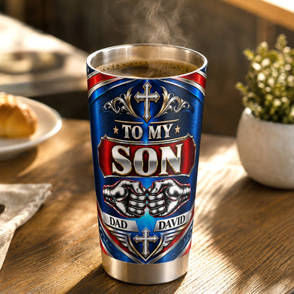 My Little Boy Yesterday My Son Forever, Christian Gifts For Son, Grandson | Personalized Stainless Steel Tumbler