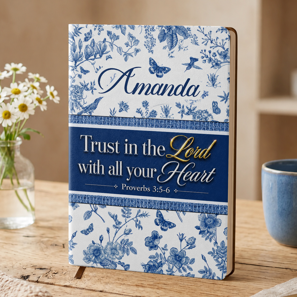 Trust In The Lord With All Your Heart, Gift For Women | Personalized Leather Cover Notebook