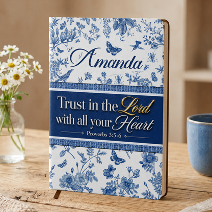 Trust In The Lord With All Your Heart, Gift For Women | Personalized Leather Cover Notebook