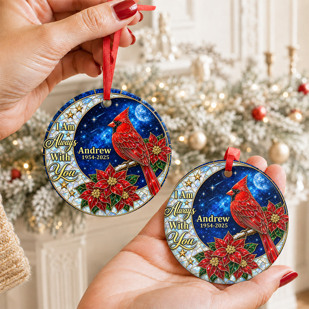 Cardinal From Heaven, Gift For Famliy - Personalized Round Shaped Ceramic Ornament