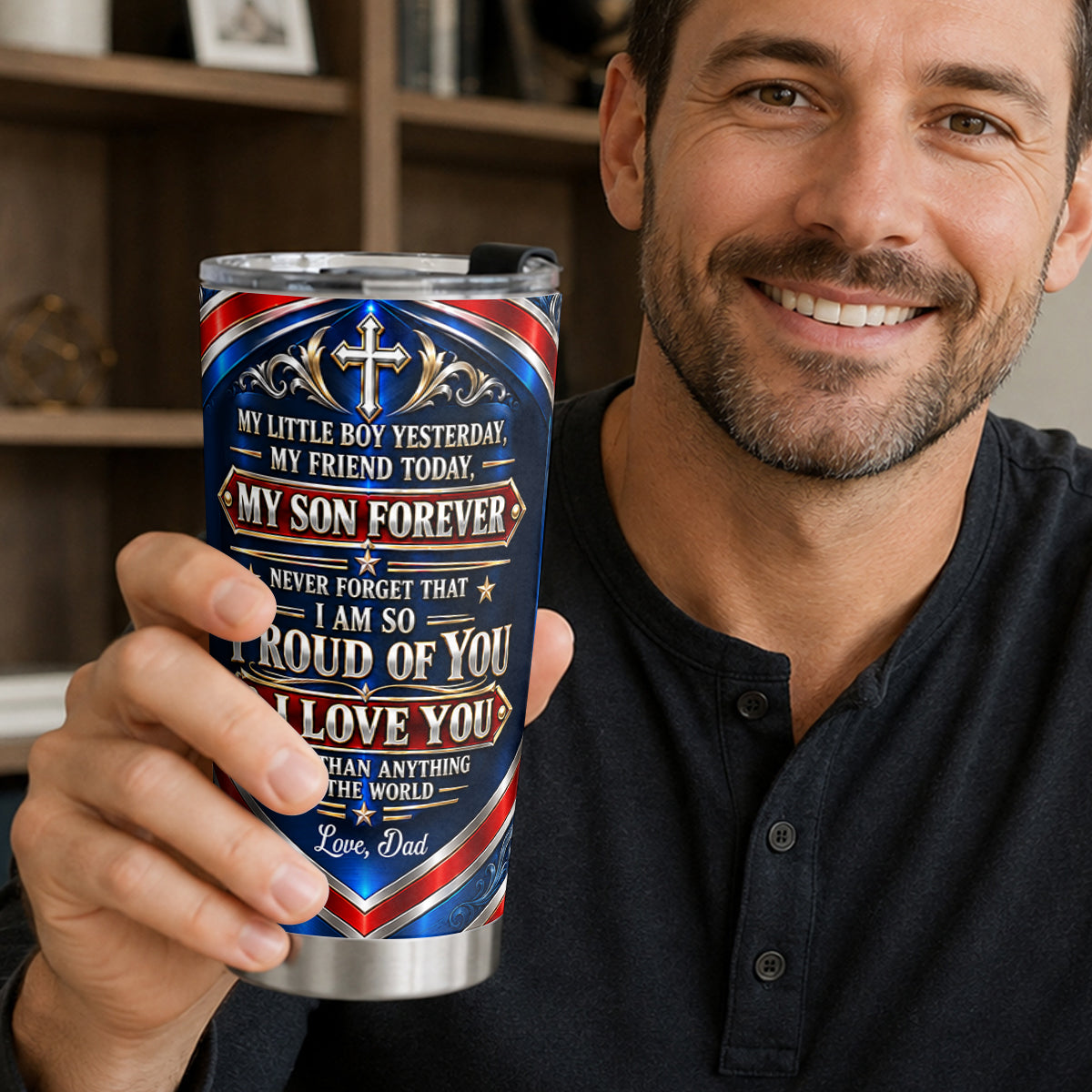 My Little Boy Yesterday My Son Forever, Christian Gifts For Son, Grandson | Personalized Stainless Steel Tumbler