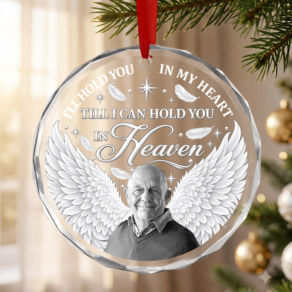 Till I Can Hold You in Heaven, Gift For Loved One - Personalized Heart Shaped Glass Ornament