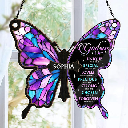 God Says I Am | Personalized Acrylic Suncatcher