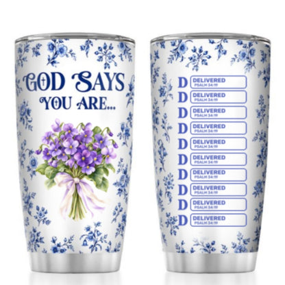 God Says I Am, Gift For Mom | Personalized Stainless Steel Tumbler