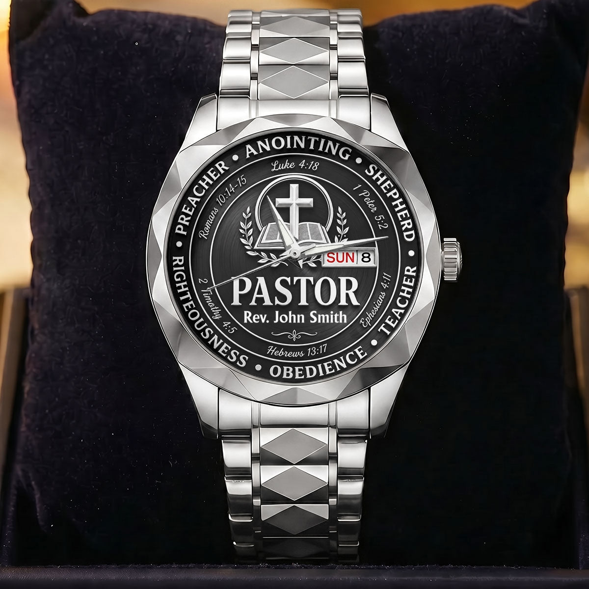 Faithful Shepherd Pastor Tribute, Gift For Pastor - Personalized Men's Wrist Watch